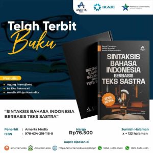 Penerbit Amerta Media Menerbitkan Buku “Sintaksis Bahasa Indonesia Berbasis Teks Sastra”
